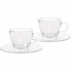 Auslauf ✨ Zubehör Für Kaffeemaschinen Bialetti Cappuccinotassen-Set, 2-teilig (transparent, Mit Untertasse) 🎉