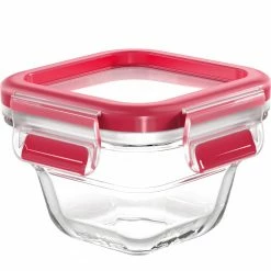 Schlussverkauf 🎁 Frischhaltedosen Emsa CLIP & CLOSE Glas-Frischhaltedose 0,18 Liter (transparent/rot, Quadratisch) 🧨