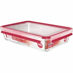 Angebote 😉 Frischhaltedosen Emsa CLIP & CLOSE Glas-Frischhaltedose 3,0 Liter (transparent/rot, Rechteckig) 🔔 -Geschirr Verkäufe Emsa CLIP CLOSE Glas Frischhaltedose 3 0 Liter@@1831761 2