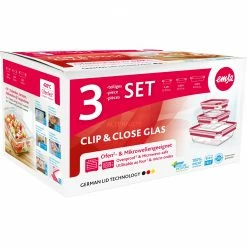 Bestes Angebot 🔔 Frischhaltedosen Emsa CLIP & CLOSE Glas-Frischhaltedose, 3-teiliges Set (transparent/rot, Rechteckig, 3 Dosen + 3 Deckel) 😉 -Geschirr Verkäufe Emsa CLIP CLOSE Glas Frischhaltedose 3 teiliges Set@@1832034 2