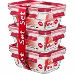 Rabatt ✔️ Emsa CLIP & CLOSE Glas-Frischhaltedosen-Set 0,45 Liter (transparent/rot, Rechteckig, 3 Dosen + 3 Deckel) ⌛ -Geschirr Verkäufe Emsa CLIP CLOSE Glas Frischhaltedosen Set 0 45 Liter@@1832042 2