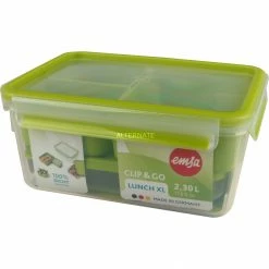 Budget 😍 Frischhaltedosen Emsa CLIP & GO Lunchbox XL, Lunch-Box (grün/transparent, Mit Einsätzen) 🎁