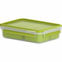 Blitzangebot ✔️ Frischhaltedosen Emsa CLIP & GO Snackbox 1,2 Liter, Lunch-Box (hellgrün/transparent, Mit 3 Extra Einsätzen) 🌟