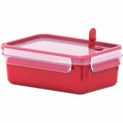Brandneu 🎁 Zubehör Für Backofen Emsa CLIP & MICRO Mikrowellendose 0,8 Liter (rot, Rechteckig, Mit Deckel) 🥰