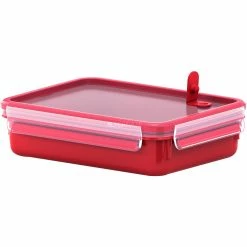 Brandneu 🎁 Zubehör Für Backofen Emsa CLIP & MICRO Mikrowellendose 1,2 Liter (rot, Rechteckig, Mit Deckel) 🧨