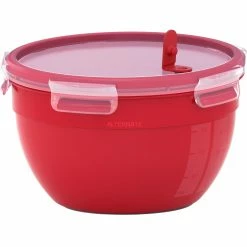 Budget 🎁 Zubehör Für Backofen Emsa CLIP & MICRO Mikrowellendose 2,6 Liter (rot, Rund, Mit Deckel) 🎁