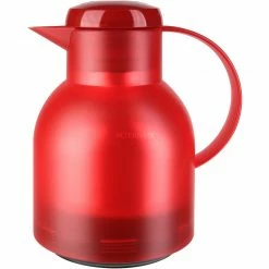 Bestpreis 🤩 Kannen Emsa SAMBA Isolierkanne, 1 Liter (rot/transparent, QUICK PRESS Verschluss) 🔔