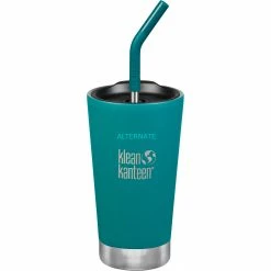 Besorgen 🤩 Tassen Klean Kanteen To-Go-Becher Tumbler, Vakuumisoliert 473ml (türkis/schwarz, Doppelwandig, Inkl. Trinkhalm) 😀