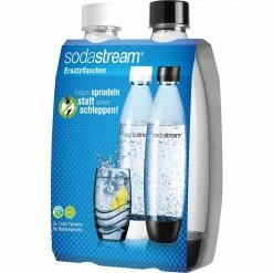 Neu 😉 SodaStream PET-Flasche Fuse 1 Liter Duopack, Trinkflasche (transparent/schwarz, 1x Weiß, 1x Schwarz) 🔥